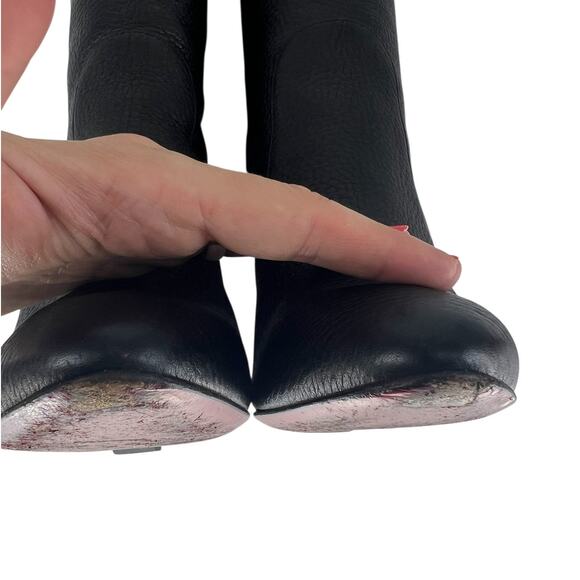 Christian Louboutin Civiliza 100 Black Leather Wedge Knee High Boots Size 37 - Picture 8 of 16